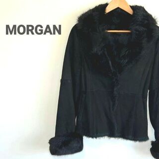 モルガンドゥトワ(MORGAN DE TOI)のMORGAN ファーコート ジャケット フォックス ファー袖 ブラック(毛皮/ファーコート)