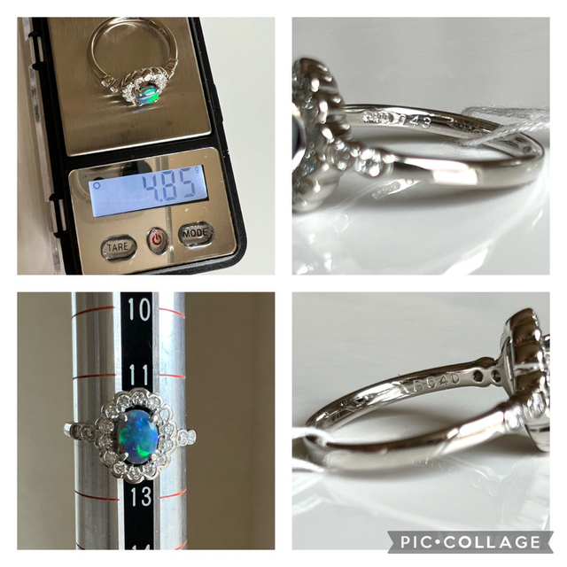 希少 Pt 天然ブラックオパール0.43ct ダイヤ 0.40ct リング 【超目玉枠