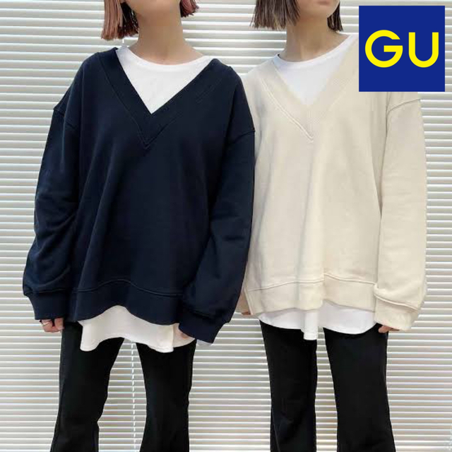 GU ジーユー GU Vネックスウェットプルオーバー ネイビー Lの通販 by ~m．断捨離中~｜ジーユーならラクマ