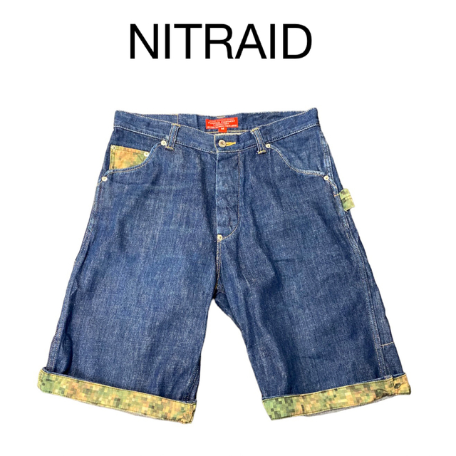 nitraid(ナイトレイド)のレア！00s NITRAID ナイトレイド　裏地　デジカモ　デニムショートパンツ メンズのパンツ(ショートパンツ)の商品写真