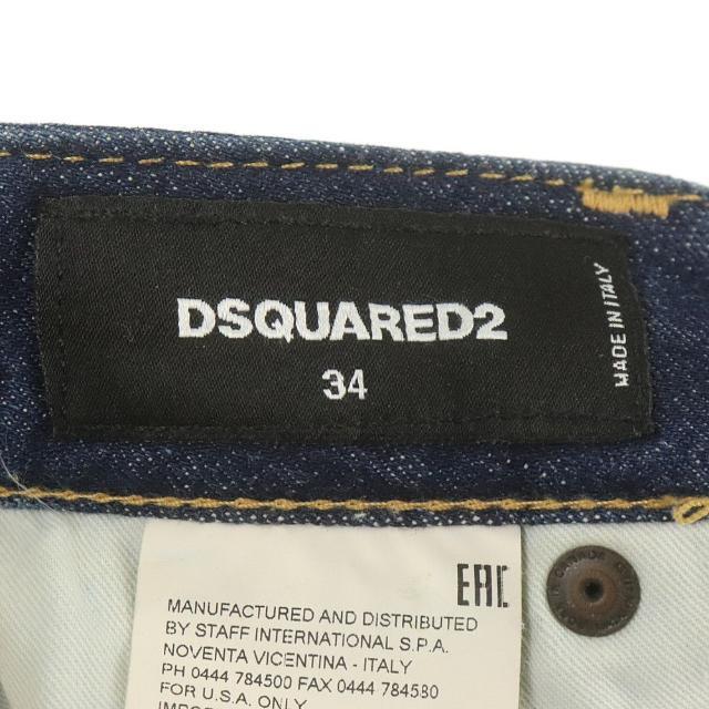 DSQUARED2(ディースクエアード)のディースクエアード デニムパンツ ダメージ加工 レディース サイズ34 中古 ブルー DSQUARED2 【中古】 | ブランド ファッション カジュアル 女性 ボトムス ズボン アパレル  服 Aランク レディースのパンツ(デニム/ジーンズ)の商品写真