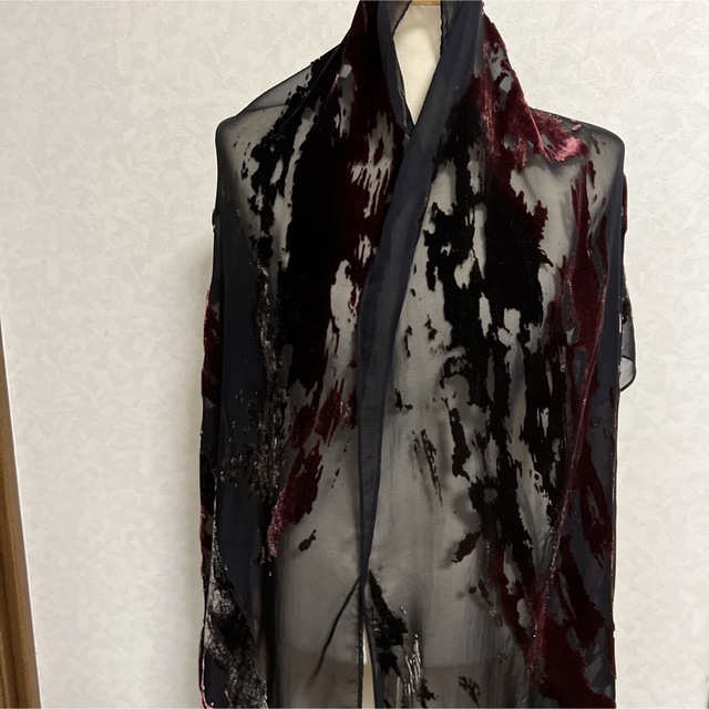 美品　ジョーゼット　ベルベット　パーティドレス　ストール レディースのファッション小物(マフラー/ショール)の商品写真