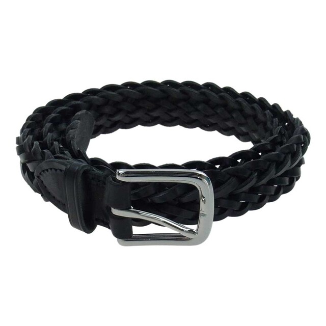 WHITE HOUSE COX ホワイトハウスコックス ベルト P2274 PLAITED BELT レザー メッシュ ベルト  ブラック系【美品】