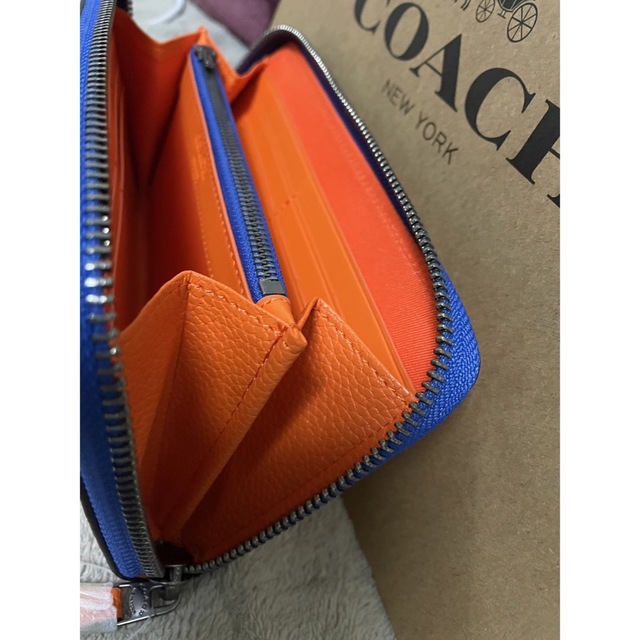COACH - 長財布 アウトレットCOACH オレンジ ブルー COACHロゴ 新品未