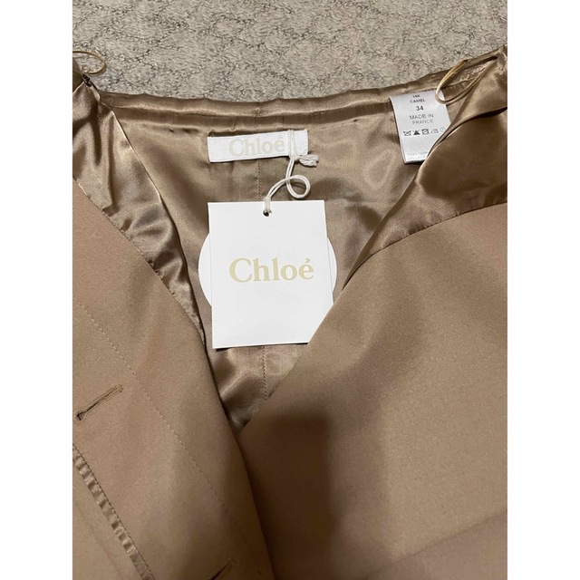 美品 クロエ スカート スカート 膝丈 ツィード ウール 茶 L CHLOE