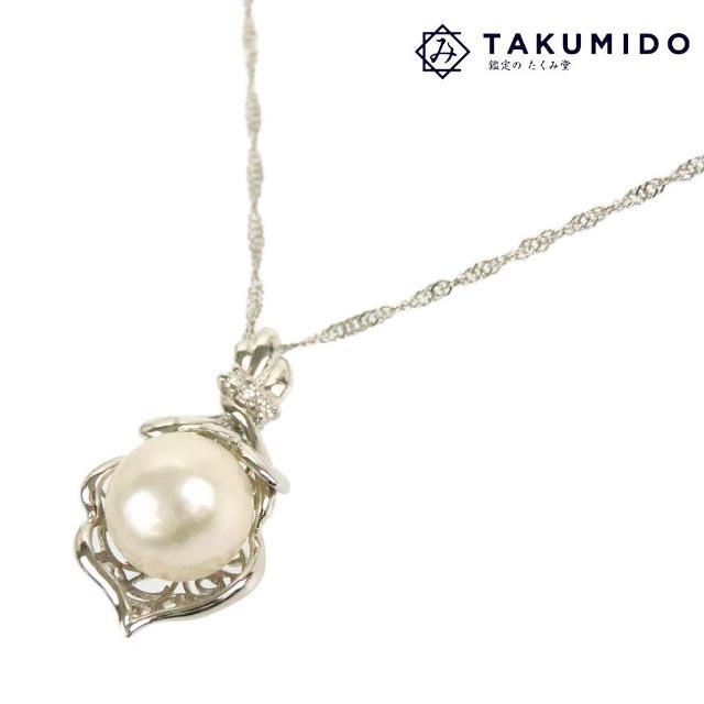 パールネックレス 中古 プラチナ Pt850 パール ダイヤモンド 総重量4.2