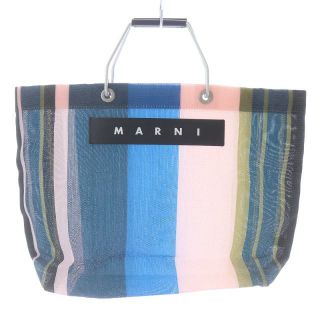 マルニ(Marni)のマルニ マルニマーケット ナイトブルーストライプバッグ ピンク 青 カーキ 黒(トートバッグ)