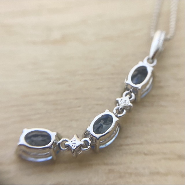 天然アクアマリンネックレス "サンタマリア" 1.20ct ダイヤ 0.10ct