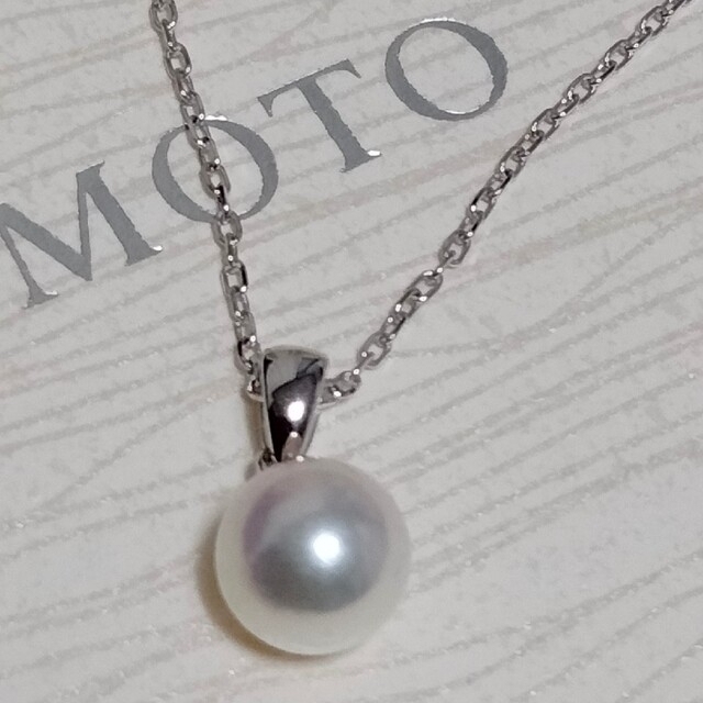 ミキモト　MIKIMOTO オメガ パール ネックレス K18 WG × パール 1粒 約6.6mm 8608