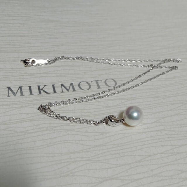 ミキモト　MIKIMOTO オメガ パール ネックレス K18 WG × パール 1粒 約6.6mm 8608