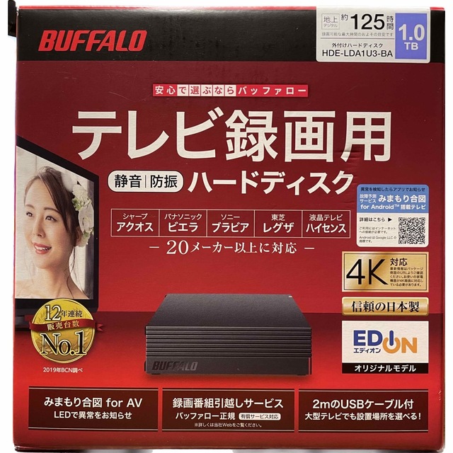 BUFFALO 外付け録画用ハードディスク 1TB HDE-LDA1U3-BA