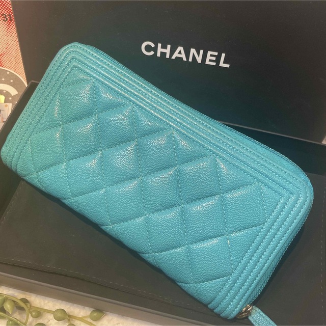 返品可】極美品 CHANEL カメリア キャビアスキン 長財布 ココマーク