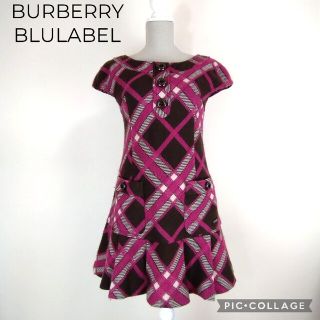 バーバリーブルーレーベル(BURBERRY BLUE LABEL)の【美品】バーバリー 厚手ウール素材ワンピース(ひざ丈ワンピース)