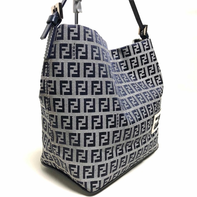 FENDI フェンディ ズッキーノ ジャガード/レザー ハンドバッグ