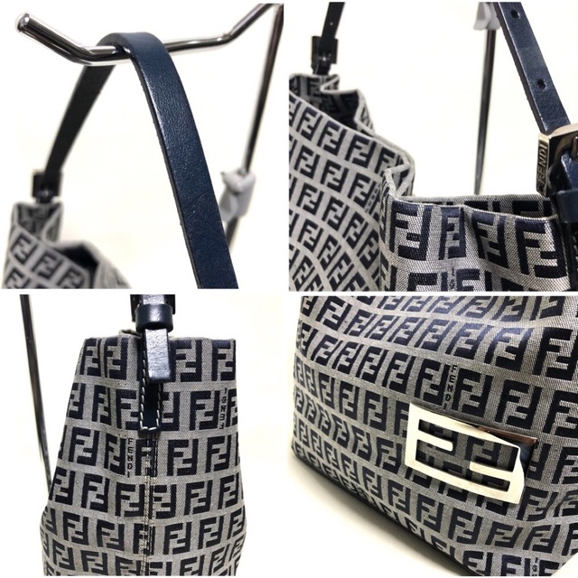 FENDI フェンディ ズッキーノ ジャガード/レザー ハンドバッグ