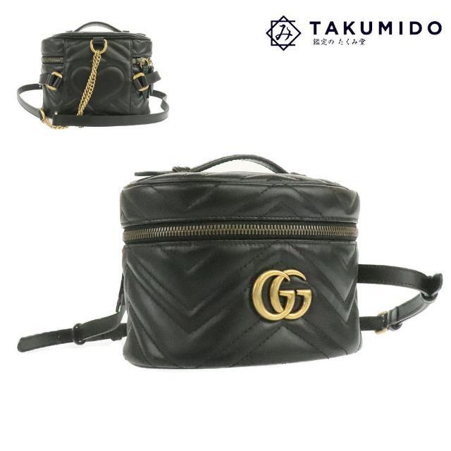 お気に入りの GUCCI レザー ブラック 598594 中古 ミニバッグパック GG