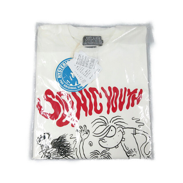 HYSTERIC GLAMOUR ヒステリックグラマー Sonic Youth ソニックユース プリント 半袖Ｔシャツ
 コットン ホワイト L 正規品 / B3162約64cm身幅