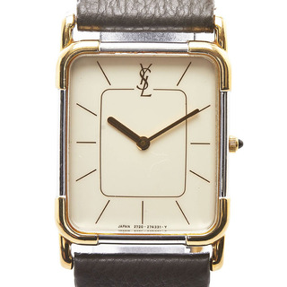 サンローラン(Saint Laurent)の美品 サンローラン コンビ 腕時計 クオーツ ホワイト文字盤 ステンレススチール メンズ SAINT LAURENT 【1-0083666】(腕時計(アナログ))