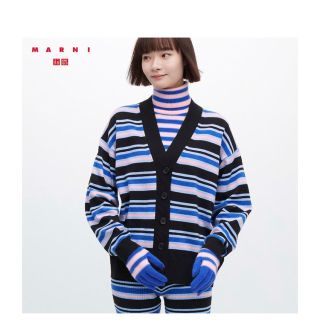 ユニクロ(UNIQLO)のユニクロ　マルニ　メリノブレンドボーダーオーバーサイズカーディガン　XL(カーディガン)