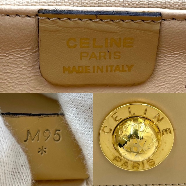 CELINE セリーヌ ショルダーバッグ シンプル ヴィンテージ 肩掛け 斜め掛け ロゴ 鞄 かばん レザー    ベージュ ゴールド金具 レディース【品】