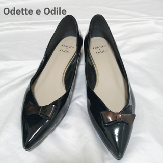 【Odette e Odile 】ポインテッドトゥ　エナメルパンプス　リボン
