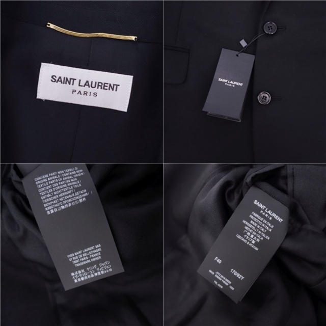 Saint Laurent(サンローラン)の未使用 サンローラン パリ SAINT LAURENT PARIS ジャケット テーラードジャケット ウール 無地 アウター レディース  40(L相当) ブラック レディースのジャケット/アウター(テーラードジャケット)の商品写真