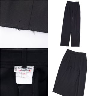 美品 Vintage イヴサンローラン Yves Saint Laurent パンツ ロングパンツ スラックスパンツ 花柄 ウール ボトムス レディース 38(M相当) ブラック/ピンク/ブルー