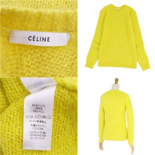 美品 セリーヌ CELINE ニット セーター フィービー期 ロングスリーブ ドロップショルダー モヘヤ ウール トップス レディース M ピンク