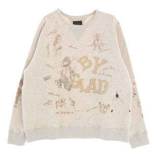 BY GLADHAND バイグラッドハンド スウェット BYGH-21-AW-15 GLADDEN グラッデン ペイント プリント スウェット ベージュ系 XL【中古】(スウェット)