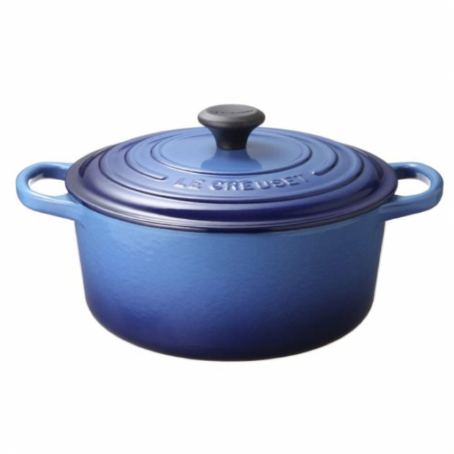 【美品】LE CREUSET ココット ロンド カリビアンブルー 18cm