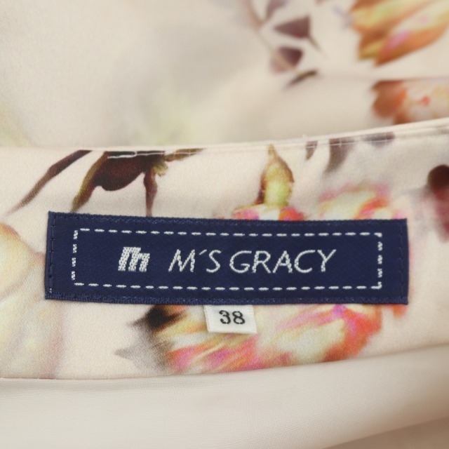 エムズグレイシー M'S GRACY フレアスカート 膝丈 花柄 38 ピンク 2