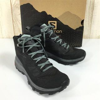 サロモン(SALOMON)のWOMENs 24.5cm  サロモン アウトライン ミッド ゴアテックス OUTline MID GORE-TEX トレッキングシューズ SALOMON L40484400 BLACK / MAGNET / GREEN MILIEU ブラック系(その他)