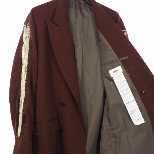 doublet(ダブレット)のダブレット 19AW カオス 刺繡ロゴ テーラードジャケット M ブラウン 茶 メンズのジャケット/アウター(テーラードジャケット)の商品写真