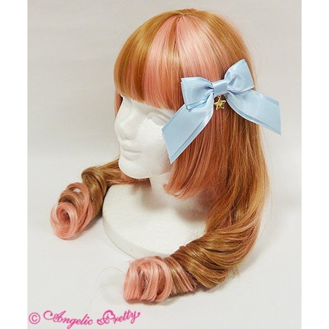 Angelic Pretty(アンジェリックプリティー)の■Angelic Pretty■ロゴスターチャームリボンクリップ サックス■2個 レディースのヘアアクセサリー(バレッタ/ヘアクリップ)の商品写真