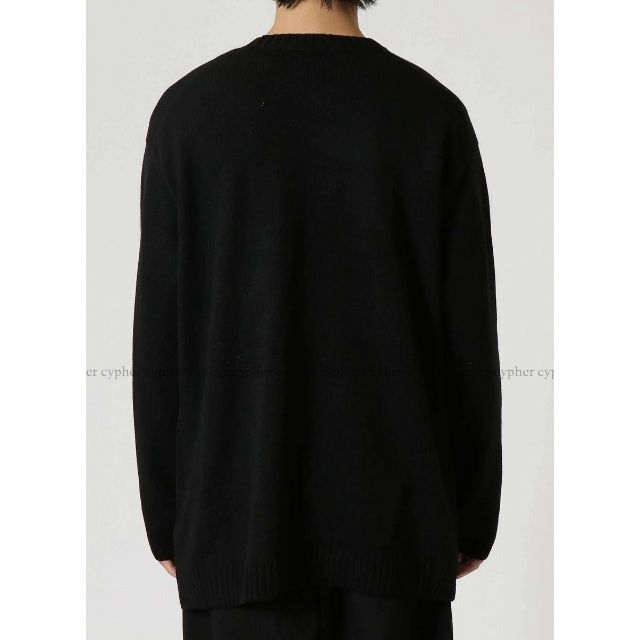 Yohji Yamamoto(ヨウジヤマモト)のM 新品 22AW ヨウジヤマモト フラワー インターシャ ニット セーター 黒 メンズのトップス(ニット/セーター)の商品写真