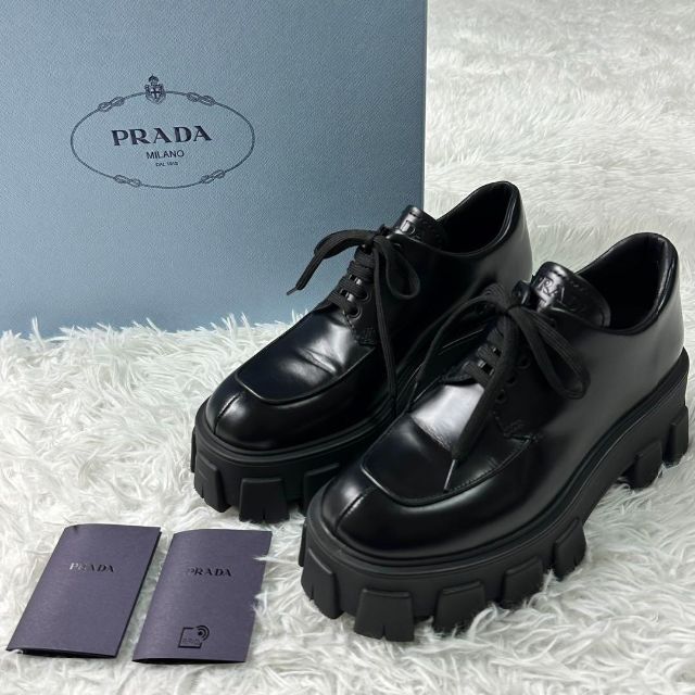 超ポイントアップ祭 レースアップ モノリス PRADA 【美品】プラダ ...