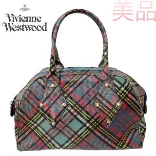 ヴィヴィアンウエストウッド(Vivienne Westwood)の美品　ヴィヴィアン オーブ ハンドバッグ ミニボストン　ハンドバッグ　チェック(ハンドバッグ)