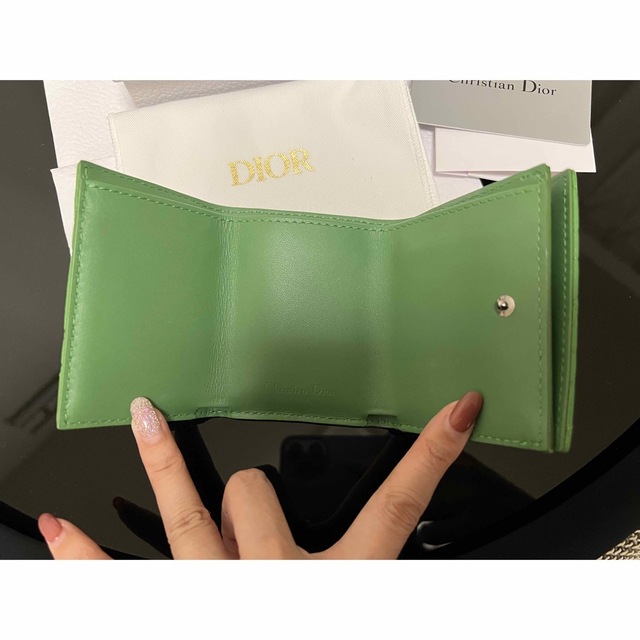 Diorディオール三つ折り財布 ミニウォレット 希少グリーン