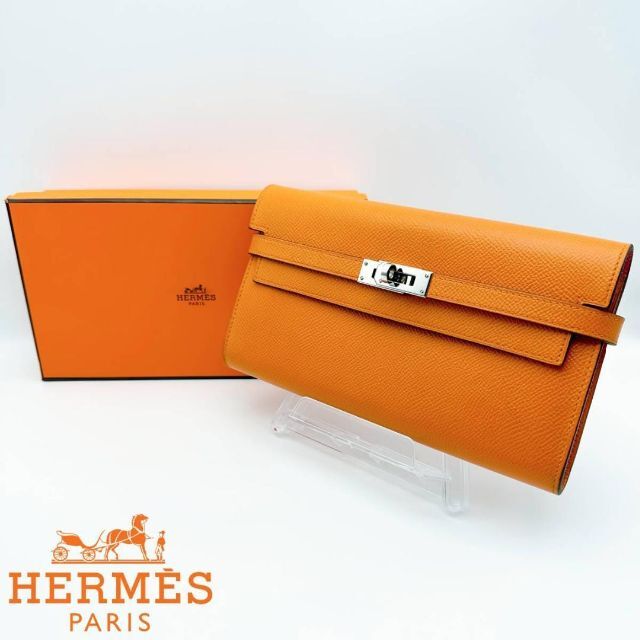 Hermes - 月末セール　エルメス　ケリーウォレット　ヴォーエプソン　バイカラー　オレンジ