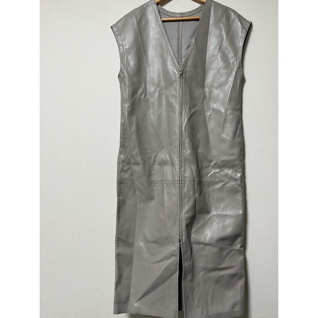 LE CIEL BLEU Faux Leather Gilet Dress