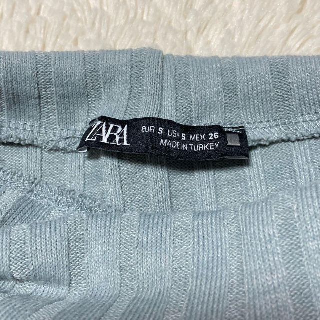 ZARA♡ハイネック リブ編みニット ロングワンピース くすみブルー US S 6