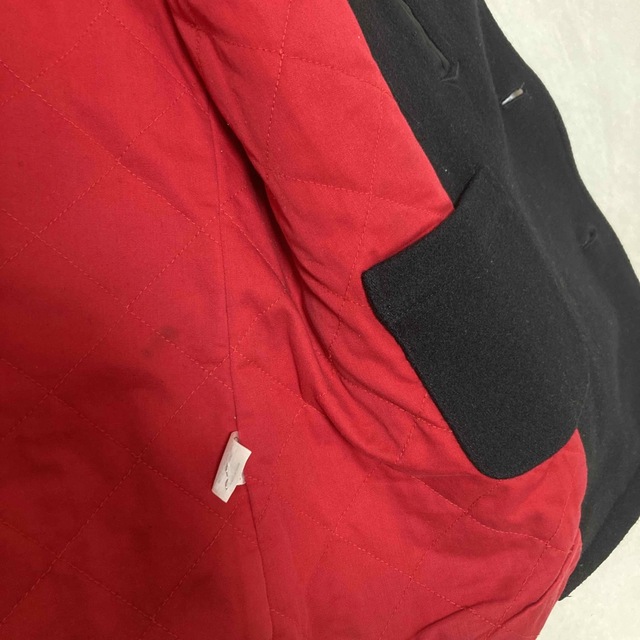 Supreme(シュプリーム)のsupreme  ピーコート　裏地赤　ダブル　黒　アウター　ウール　コットン　M メンズのジャケット/アウター(ピーコート)の商品写真