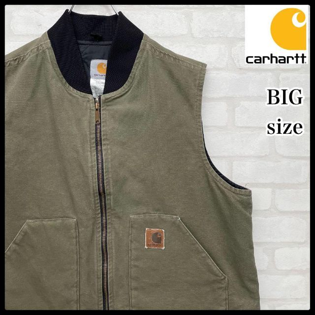 《希少》carhartt カーハート☆ダックベスト XL ワンポイントロゴ