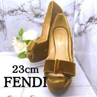 フェンディ(FENDI)の【高級感⭐︎】フェンディ　23cm オープントゥ　スエード　ピンヒール(ハイヒール/パンプス)