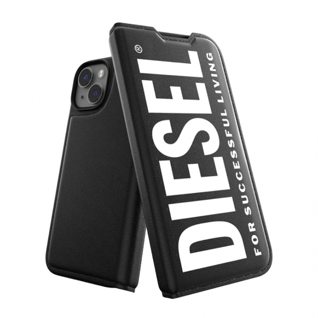 新品 DIESEL 手帳型 ケース iPhone14 BK/WH (ディーゼル)