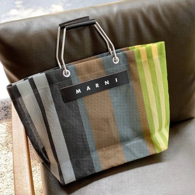 MARNI マルニ フラワーカフェ ストライプ トートバッグレディース