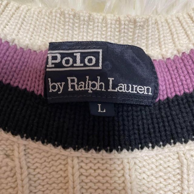 POLO RALPH LAUREN(ポロラルフローレン)のPOLO by RALPH LAUREN ケーブルニット　ホワイト メンズのトップス(ニット/セーター)の商品写真