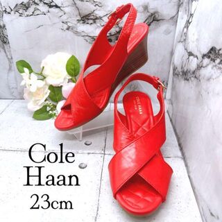 コールハーン(Cole Haan)のCOLE HAAN 6B オープントゥ　バックストラップ　レッド　23cm(サンダル)