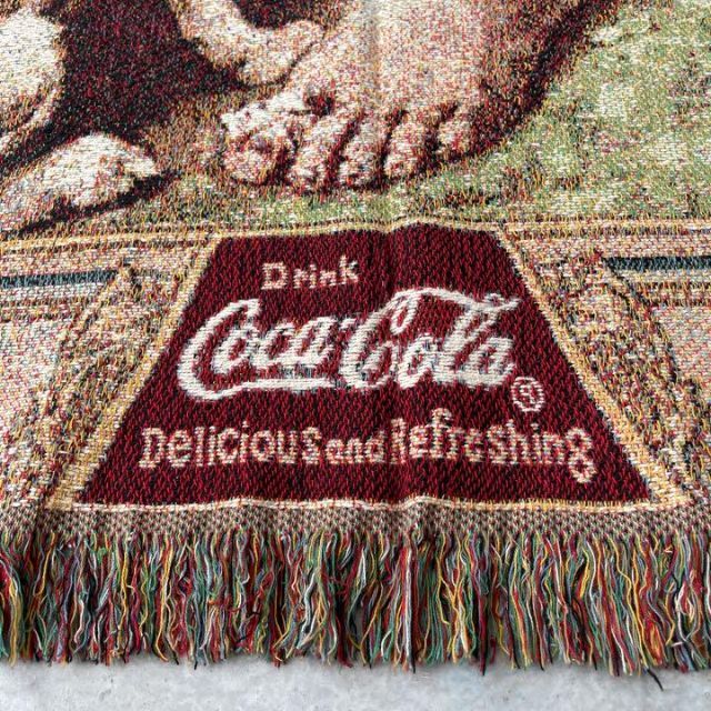 コカコーラ　CocaCola マルチカバー　ビンテージラグ　174x110
