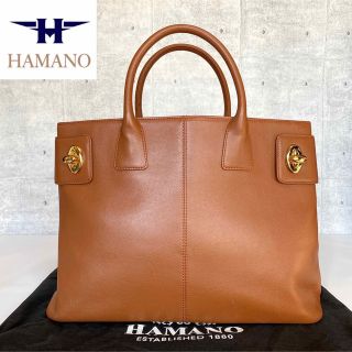 ハマノヒカクコウゲイ(濱野皮革工藝/HAMANO)の【極美品】HAMANO 濱野皮革工藝 キャメルブラウン ゴールド金具ハンドバッグ(ハンドバッグ)